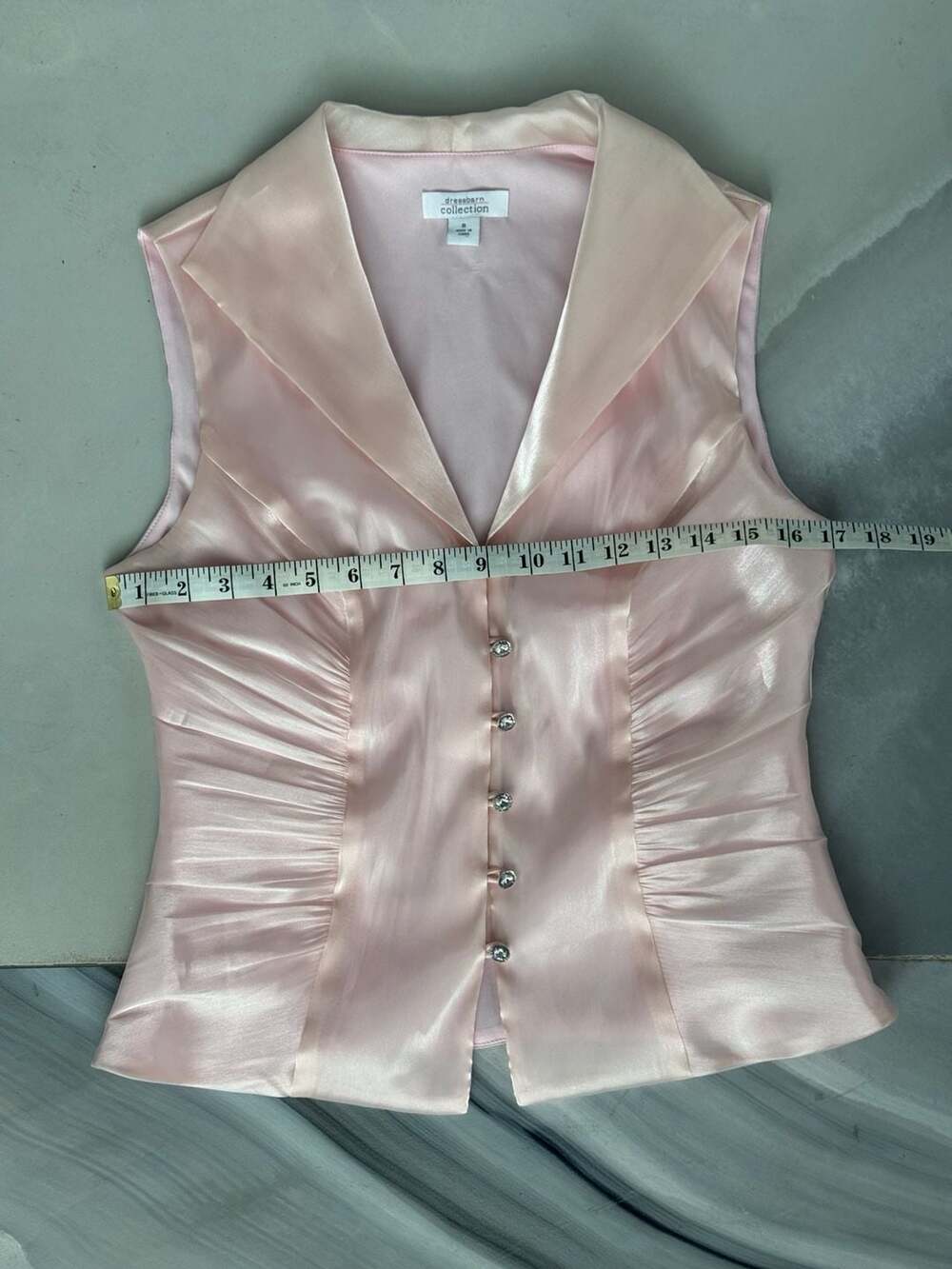 NWT Vintage Dressbarn Baby Pink Sexy Satin Sleeveless Blouse Size 8 - Picture 4 of 7